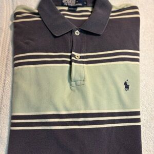 Ralph Lauren Polo Shirt - Black and Cream Stripes